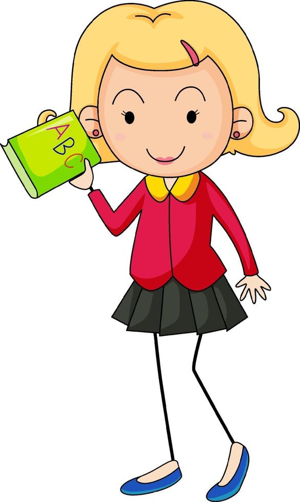 Teacher cartoon character in hand drawn doodle style isolated vector