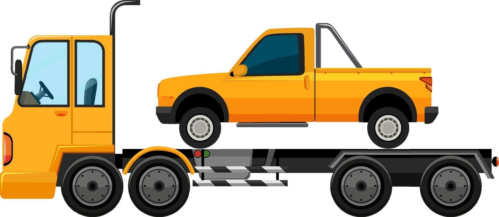 Tow truck carrying car isolated background vector