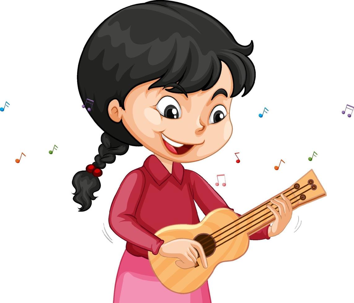 A girl cartoon character playing ukulele vector