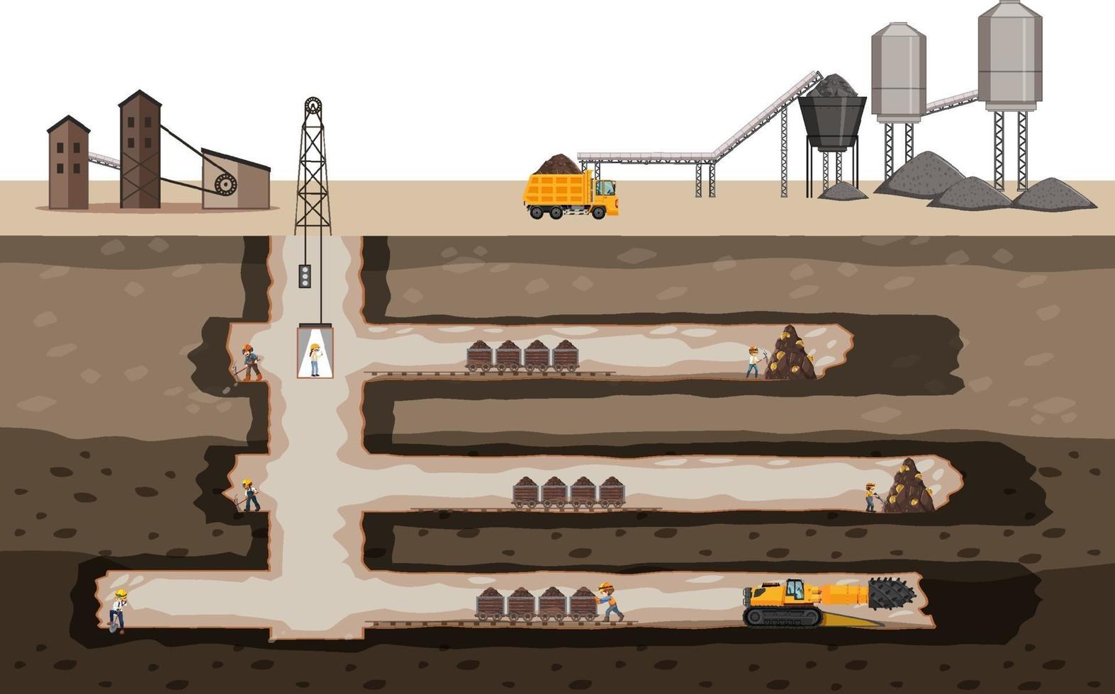 Underground landscape of Coal mining vector