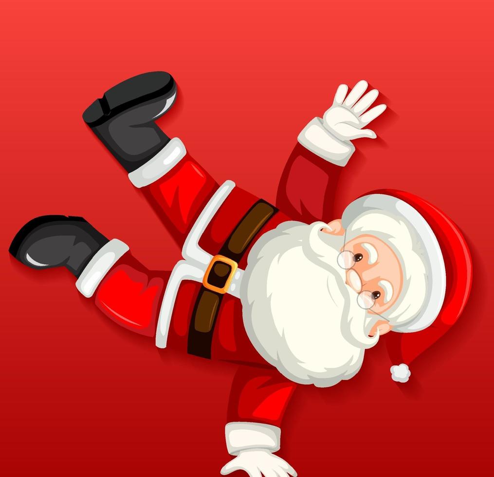 Cute Santa Claus dancing cartoon character on red background vector