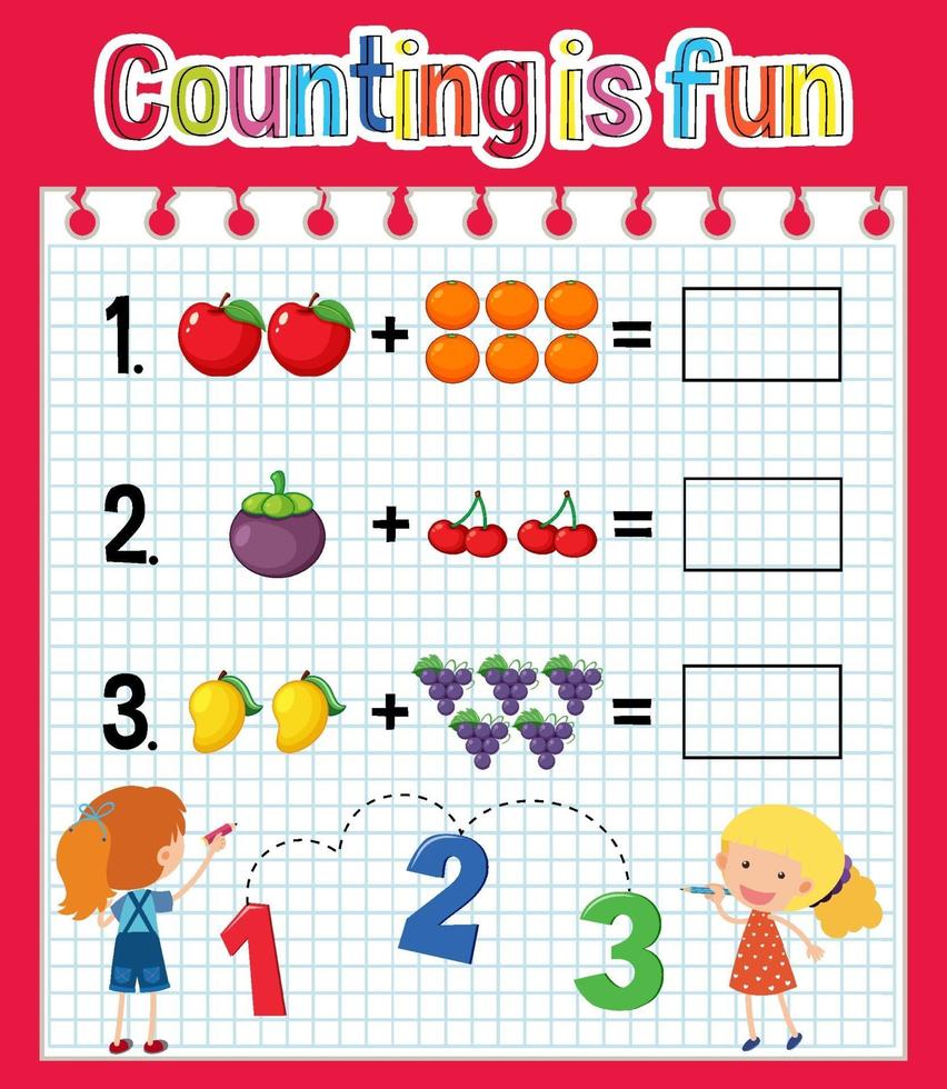 Math count number worksheet vector