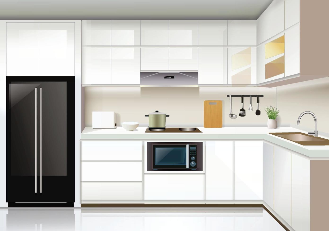 Modern kitchen interior background template vector