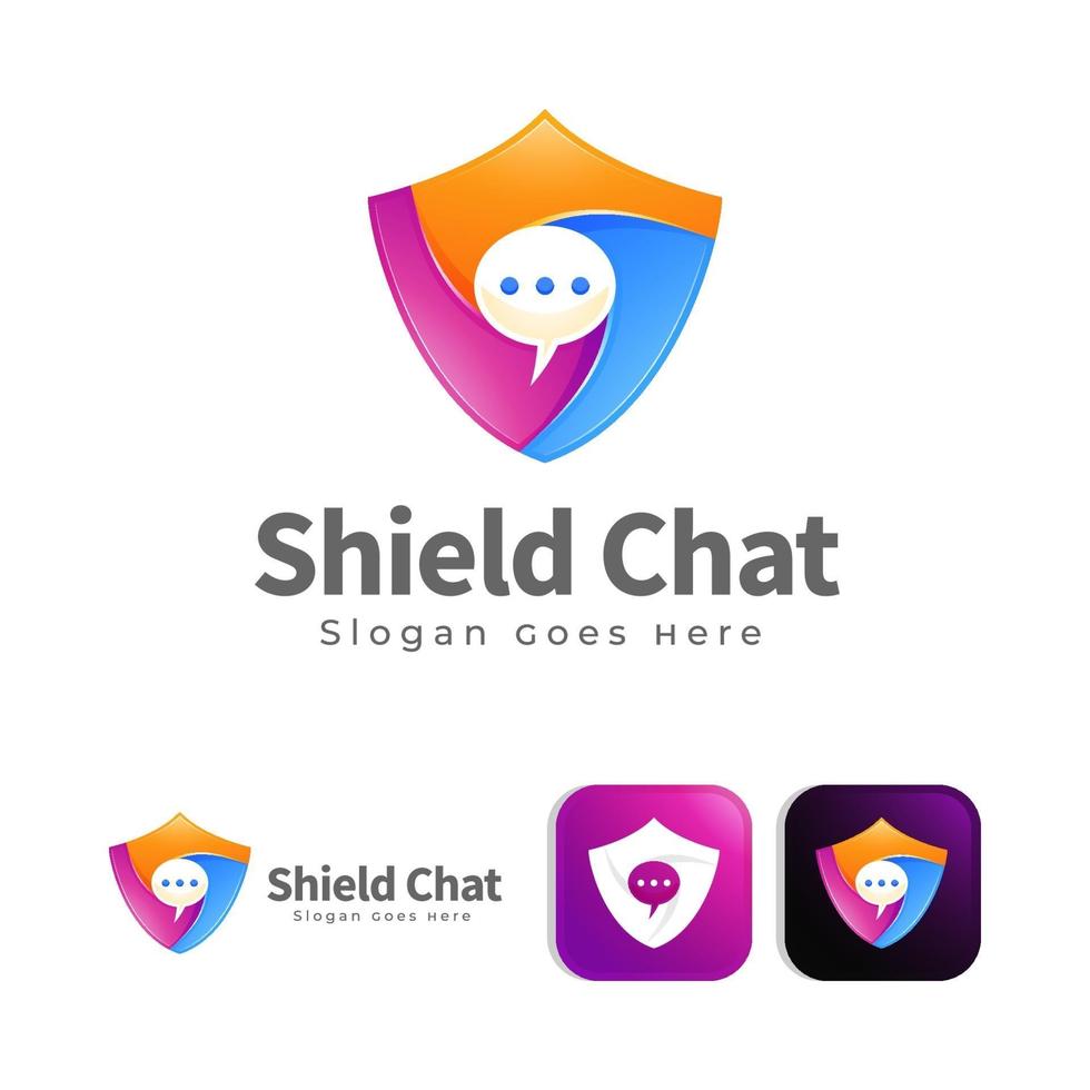 shield chat logo design concept vector