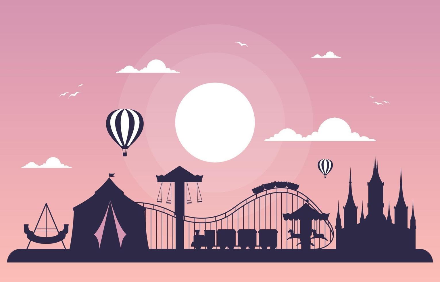 Circus and Amusement Park Silhouette Illustration vector