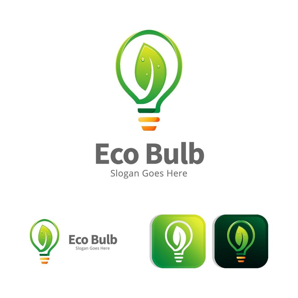 ecology green leaf bulb lamp logo design template vector