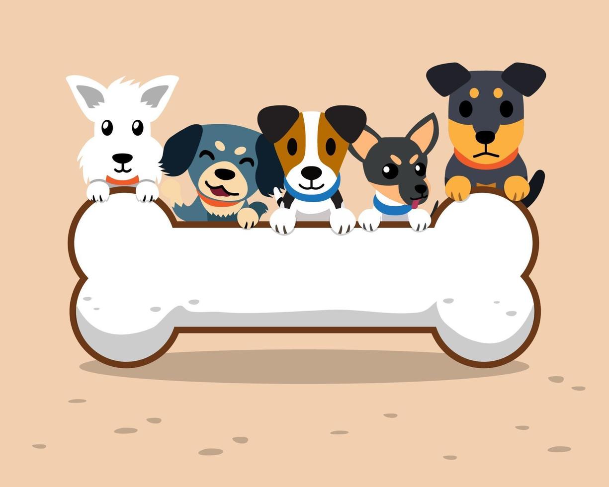 Cartoon dogs and big bone sign vector