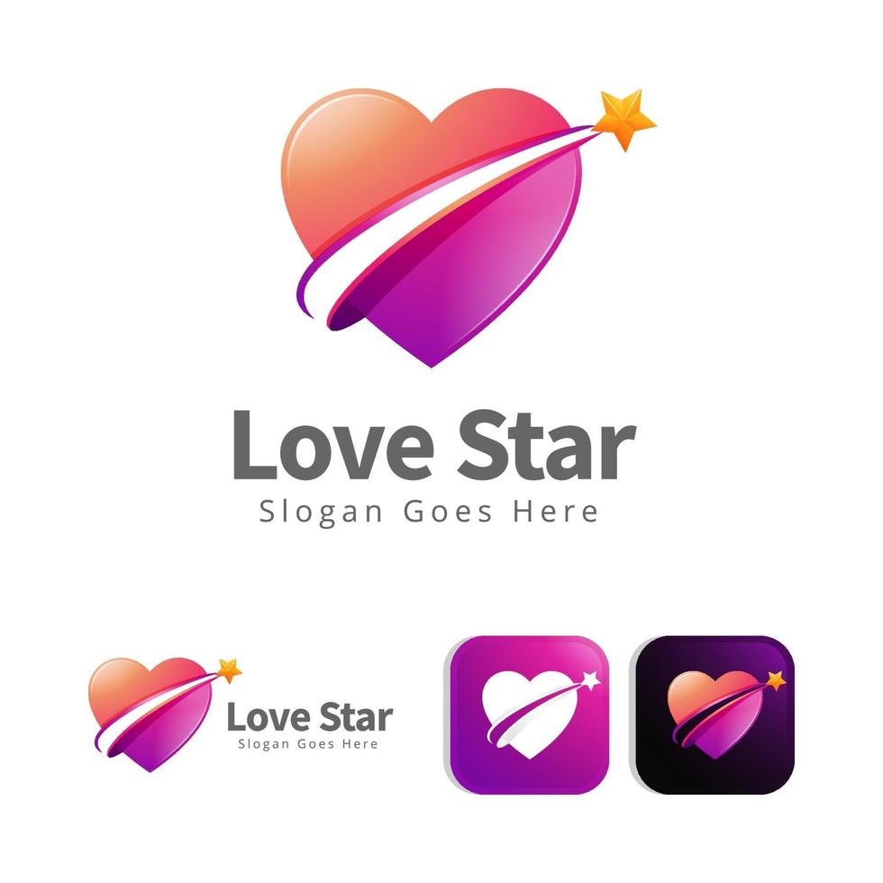 diseño de concepto de logotipo de estrella de corazón de amor vector