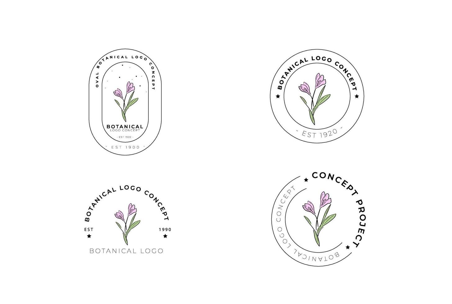 Minimal feminine modern botanical floral organic abstract logo design vector