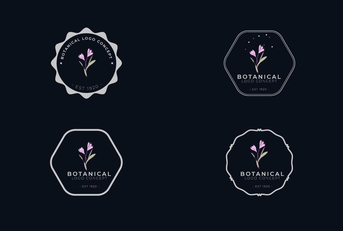 Abstract minimal modern feminine botanical floral organic logo design vector