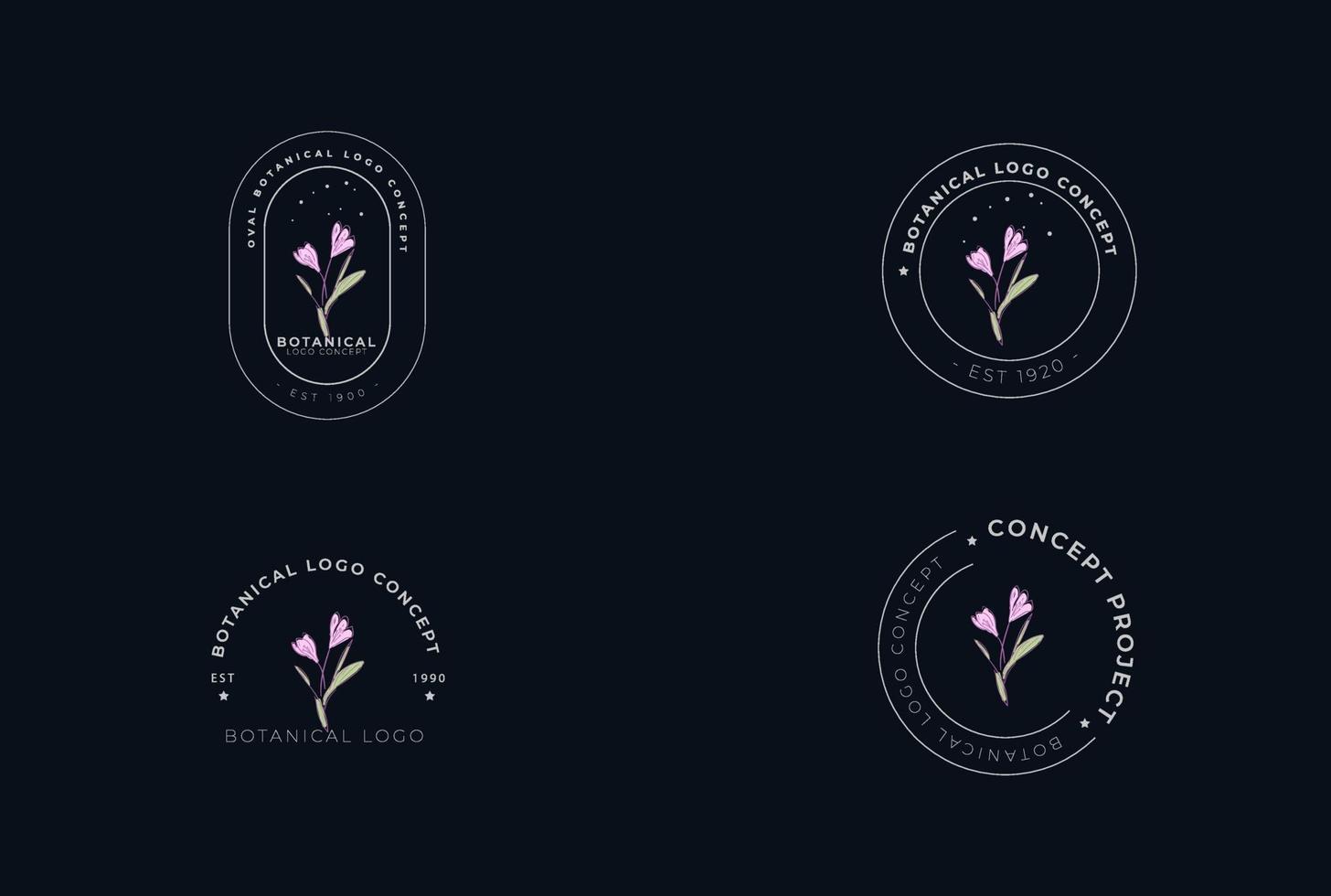 Abstract minimal modern feminine botanical floral organic logo design vector