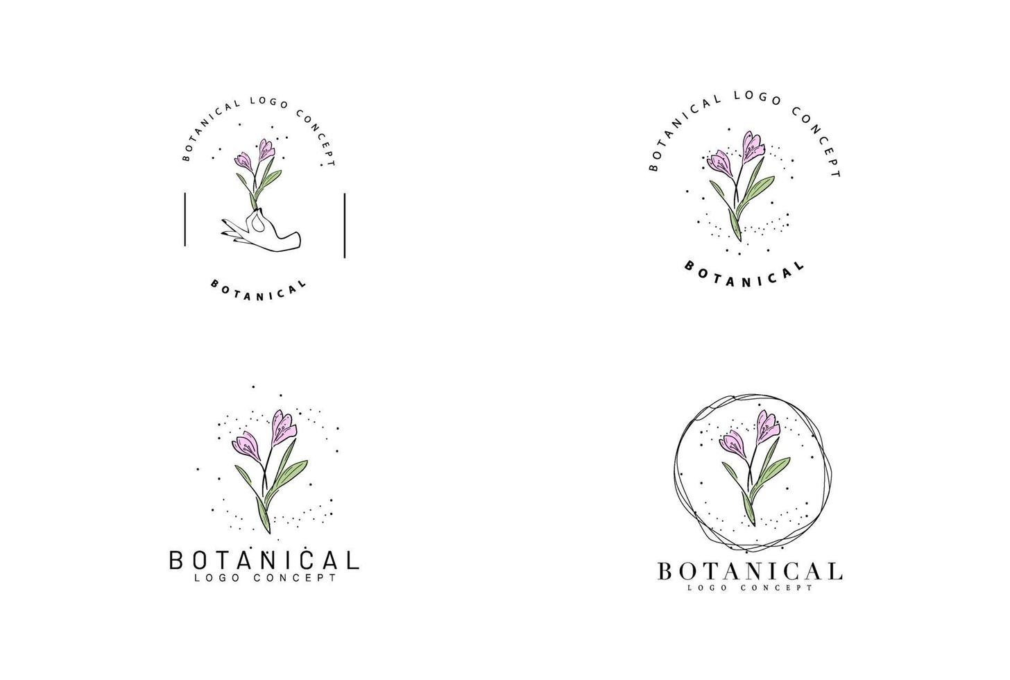 Minimal feminine modern botanical floral organic abstract logo design vector