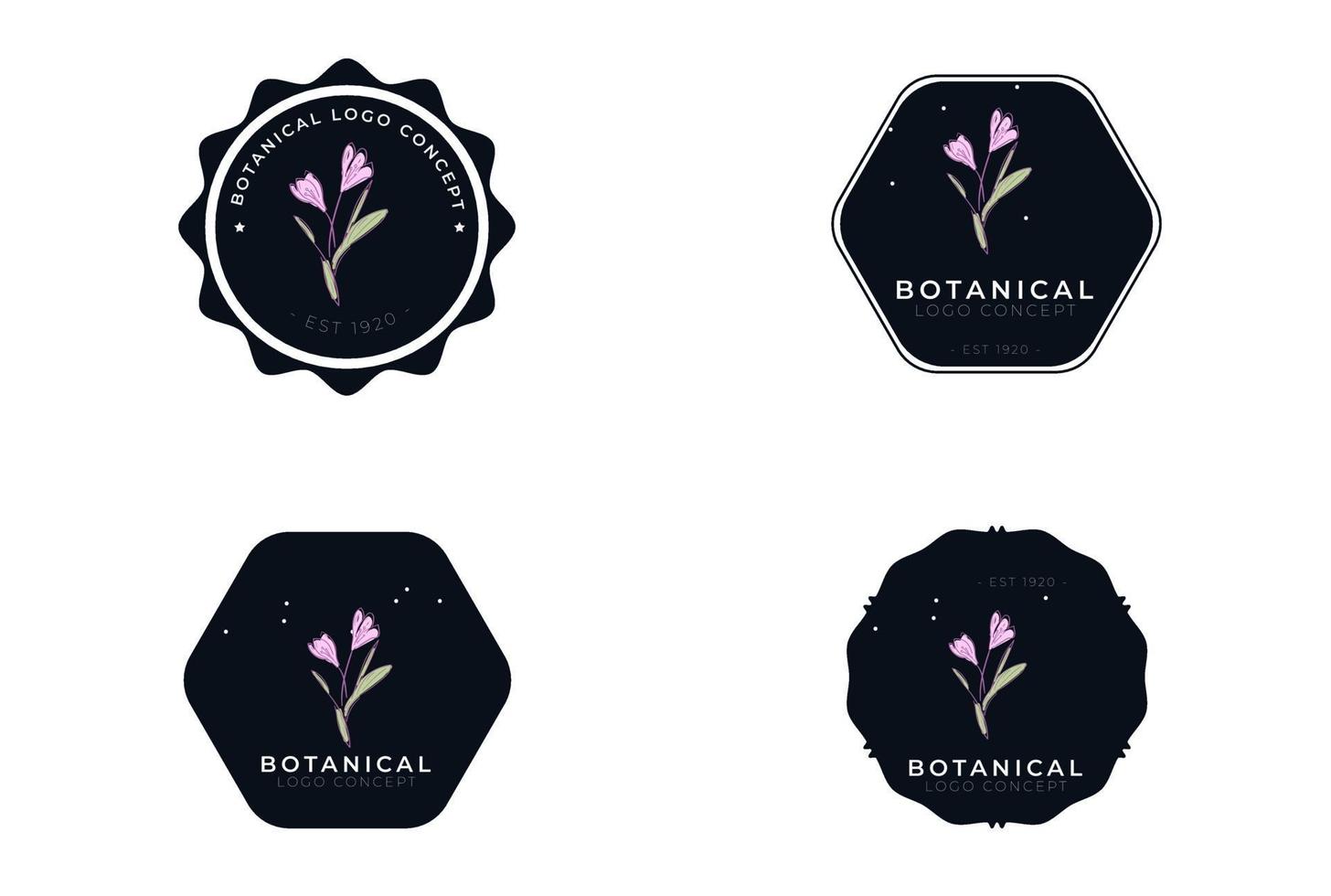 Abstract minimal modern feminine botanical floral organic logo design vector