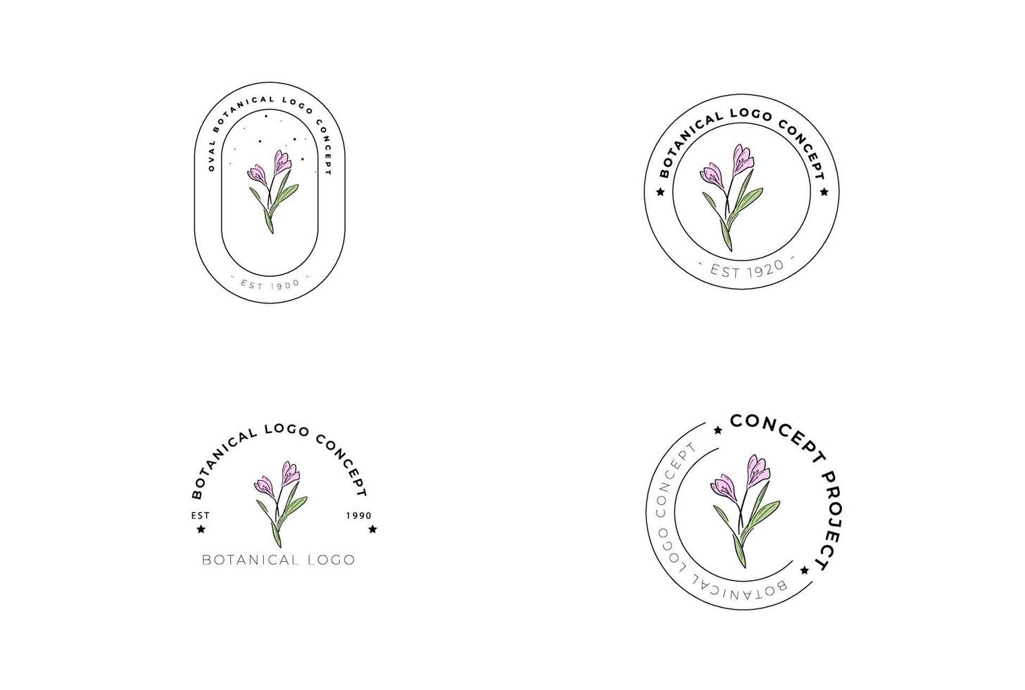 Abstract minimal modern feminine botanical floral organic logo design vector