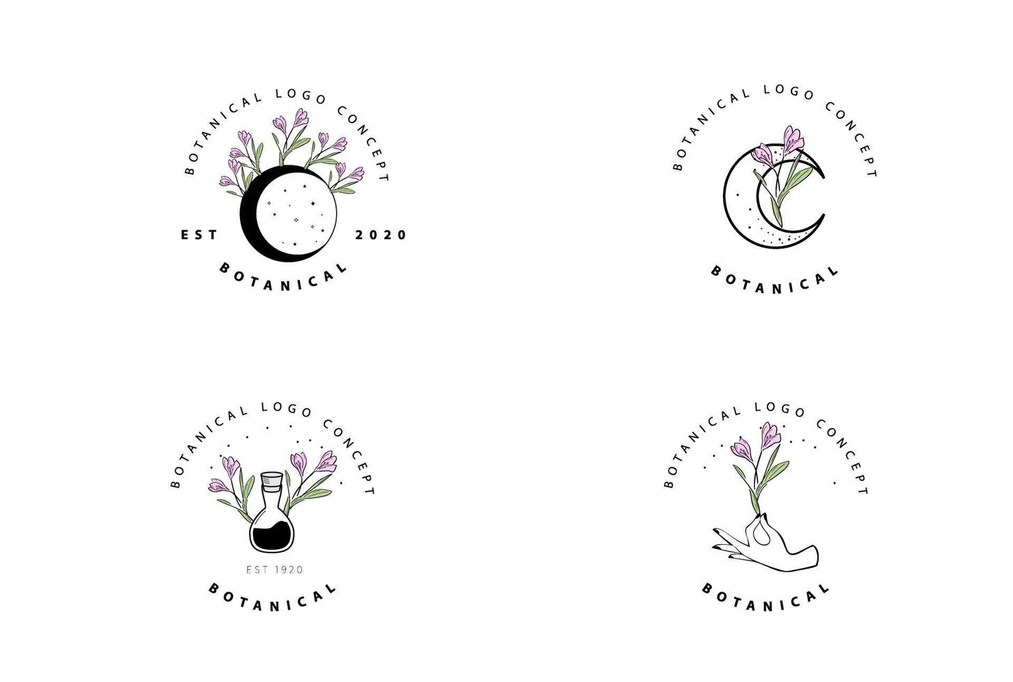 Abstract minimal modern feminine botanical floral organic logo design vector