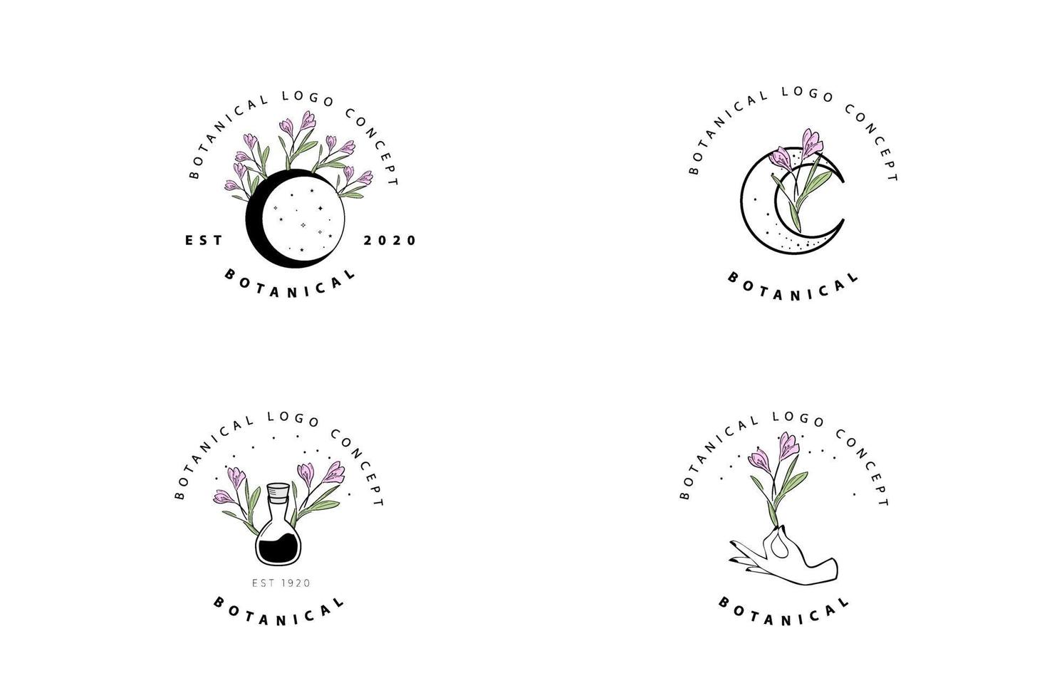 abstracto minimalista moderno femenino botánico floral orgánico diseño de logotipo vector