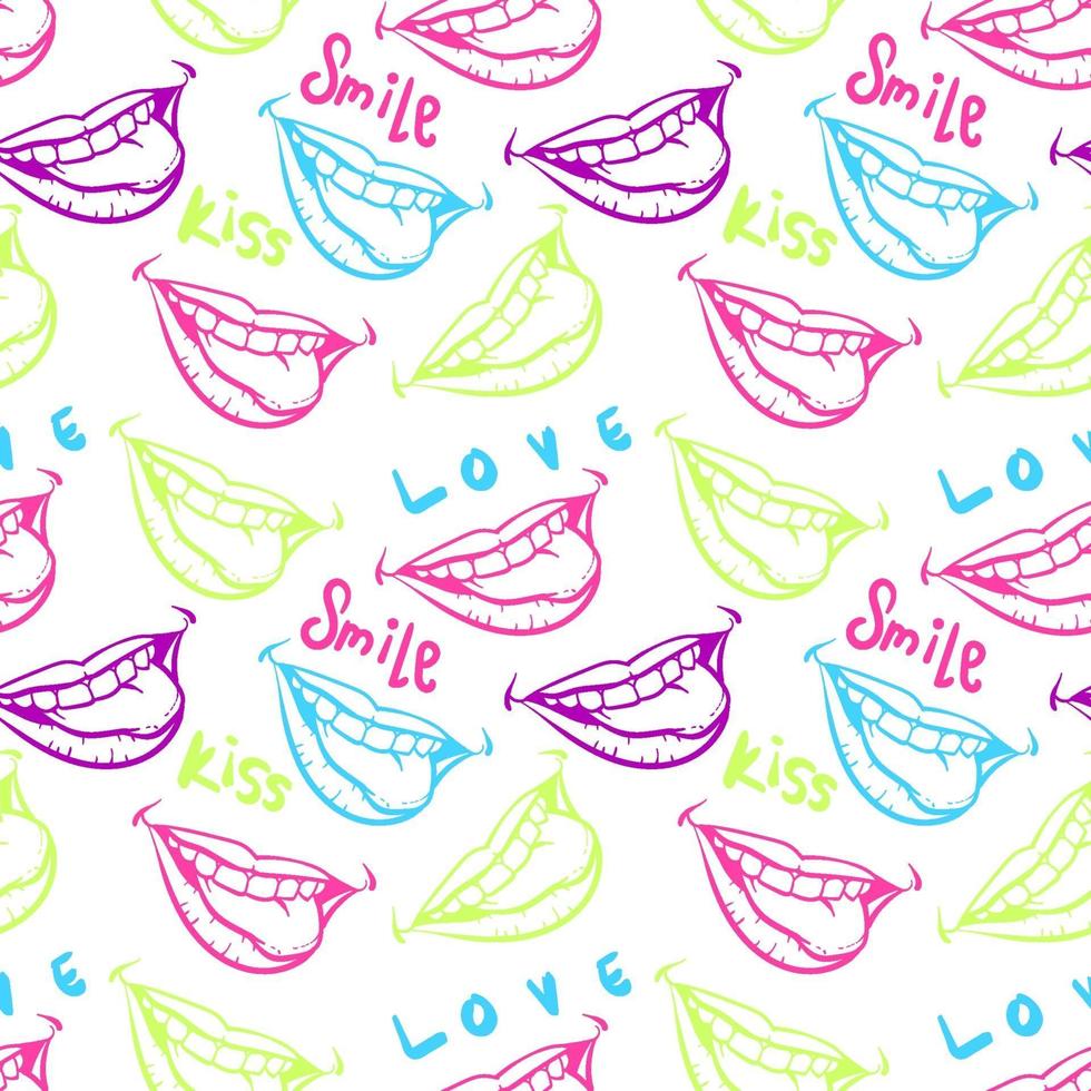 colorful lips seamless pattern vector illustration