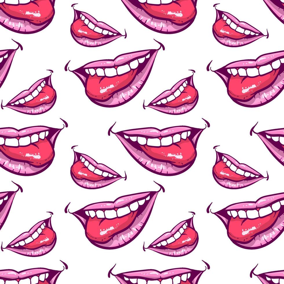 pink silly lips seamless pattern vector illustration