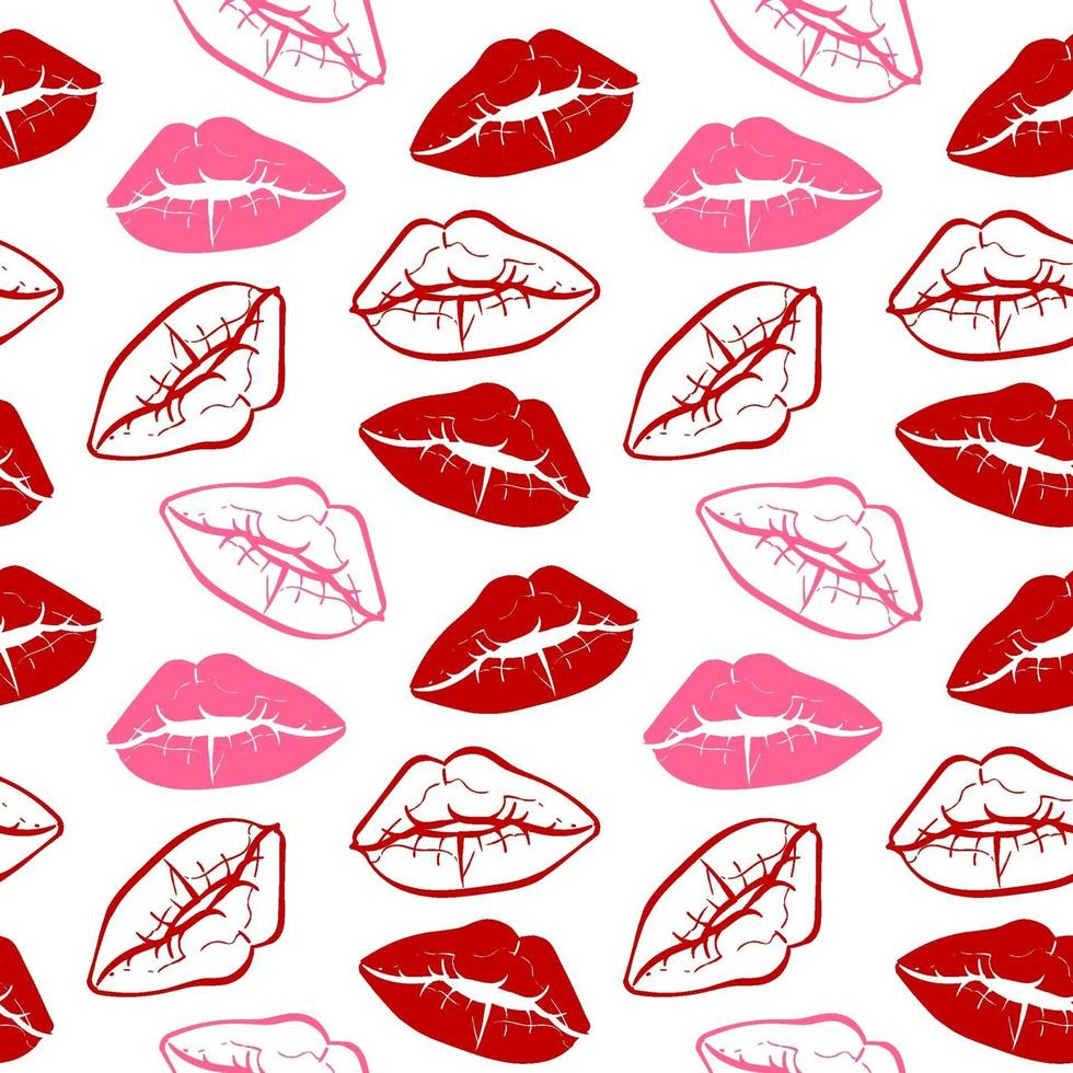 red and pink lips seamless pattern vector