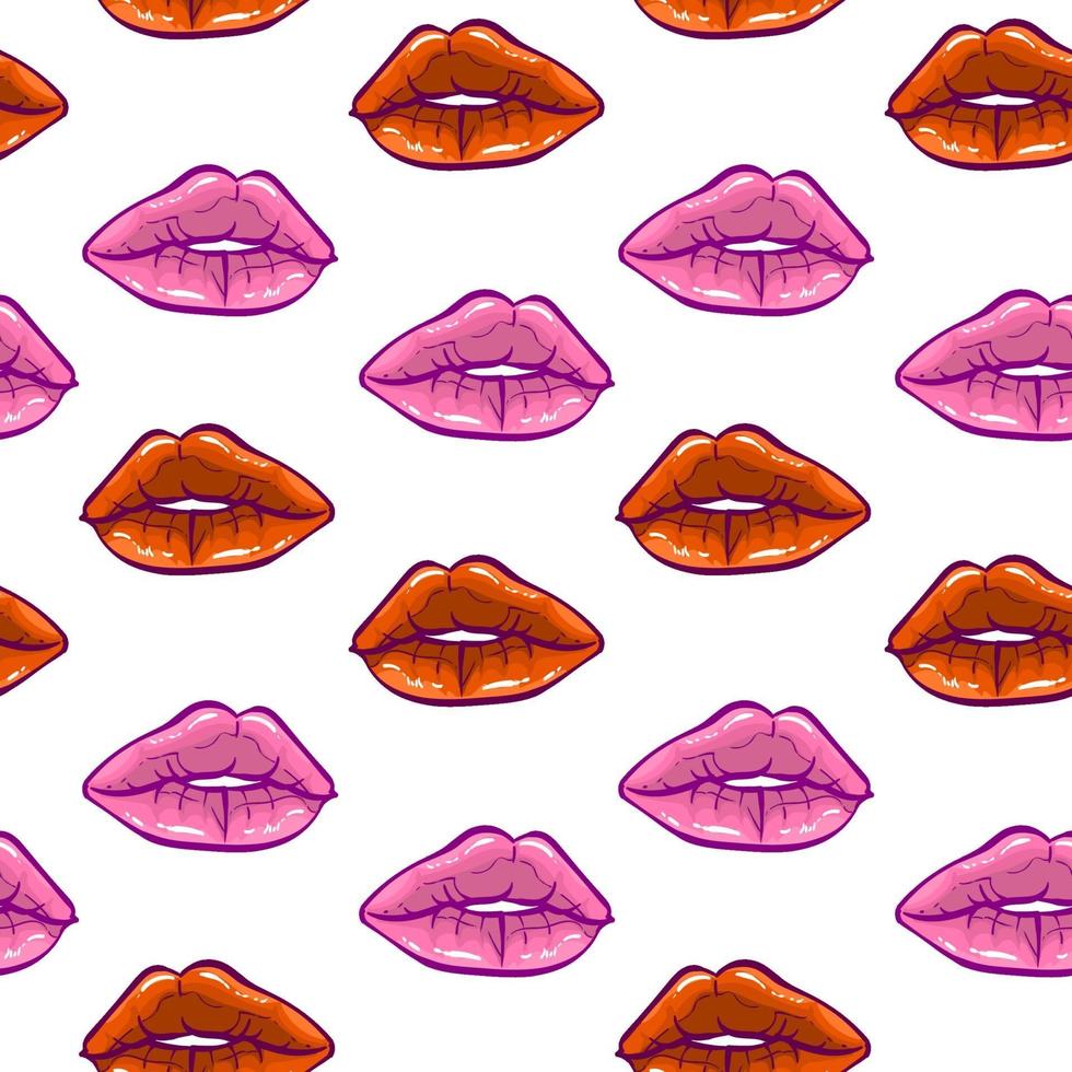 red and pink lips seamless pattern vector