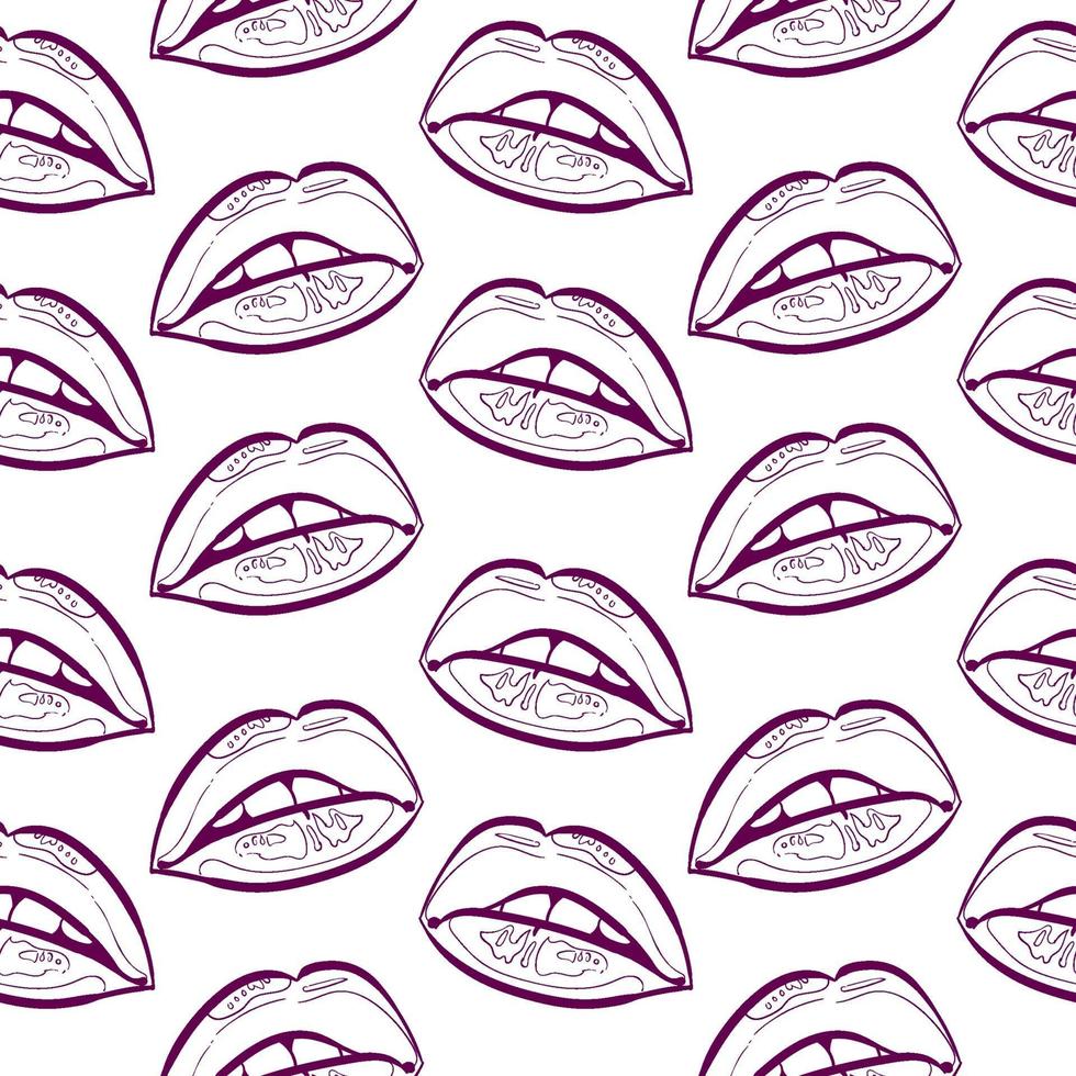 outline lips seamless pattern vector