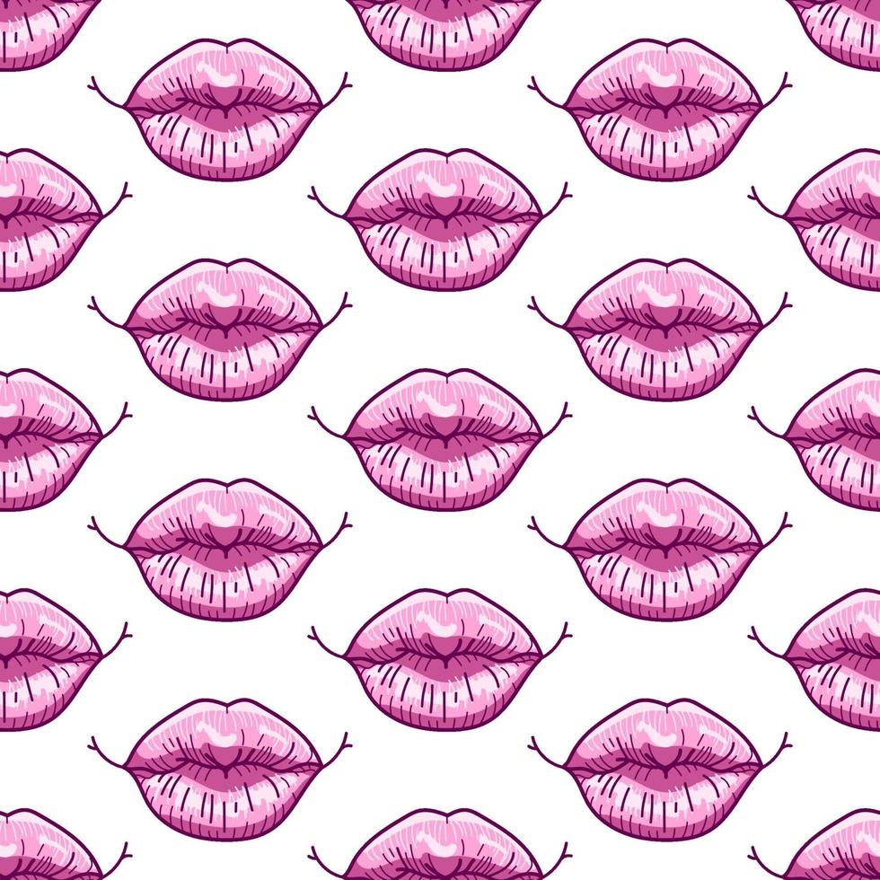 glossy pink lips seamless pattern vector