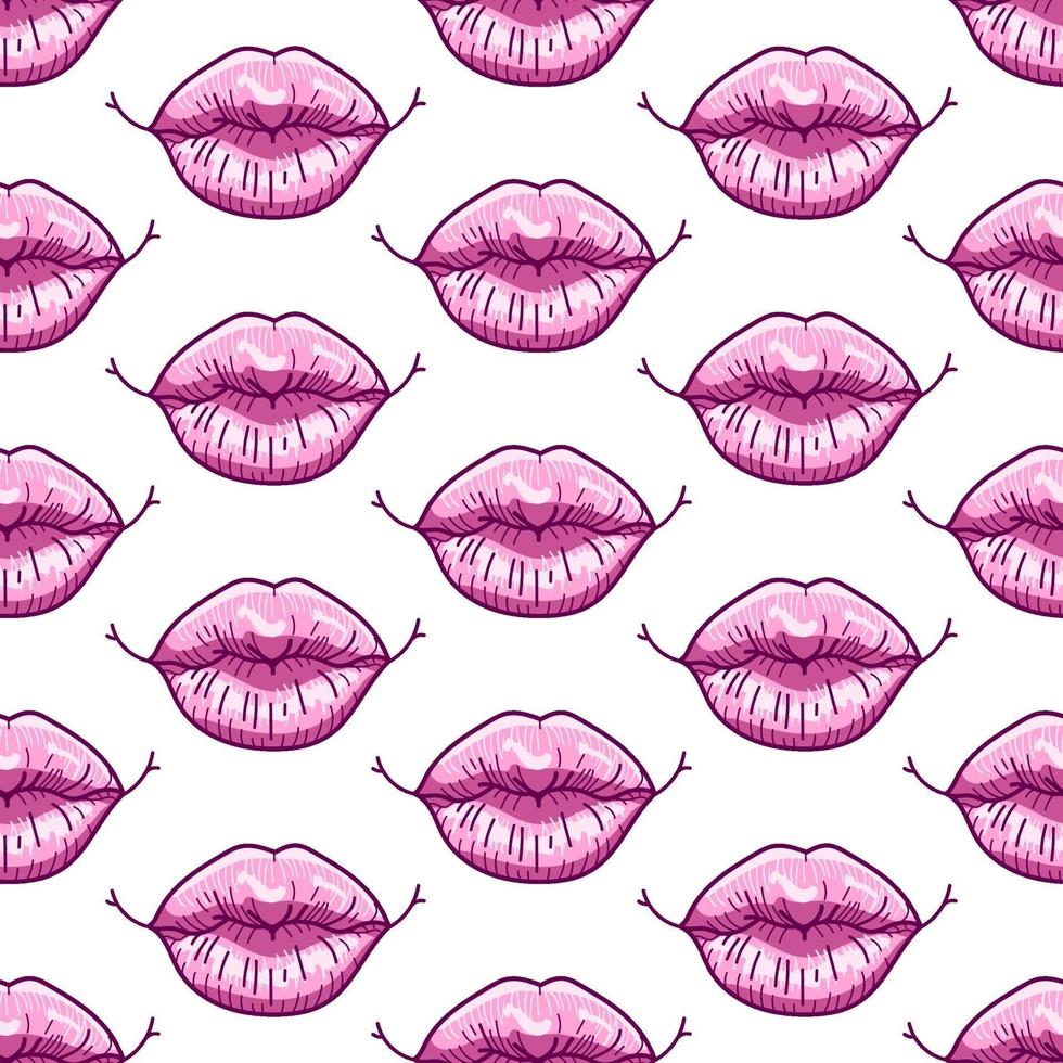 glossy pink lips seamless pattern vector