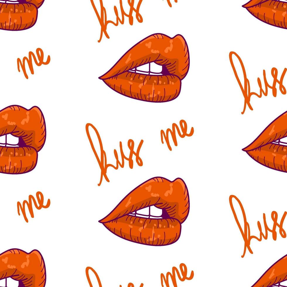 kiss me lips seamless pattern vector