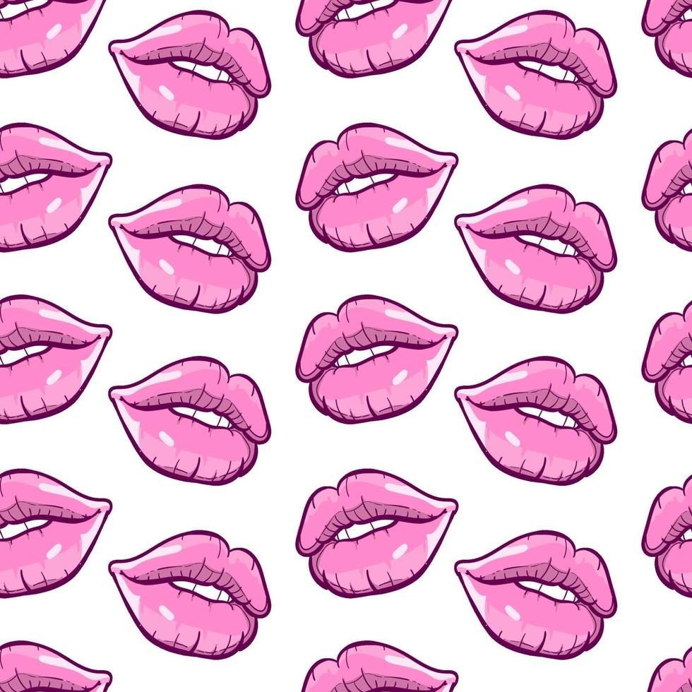 pink lips seamless pattern vector illustration