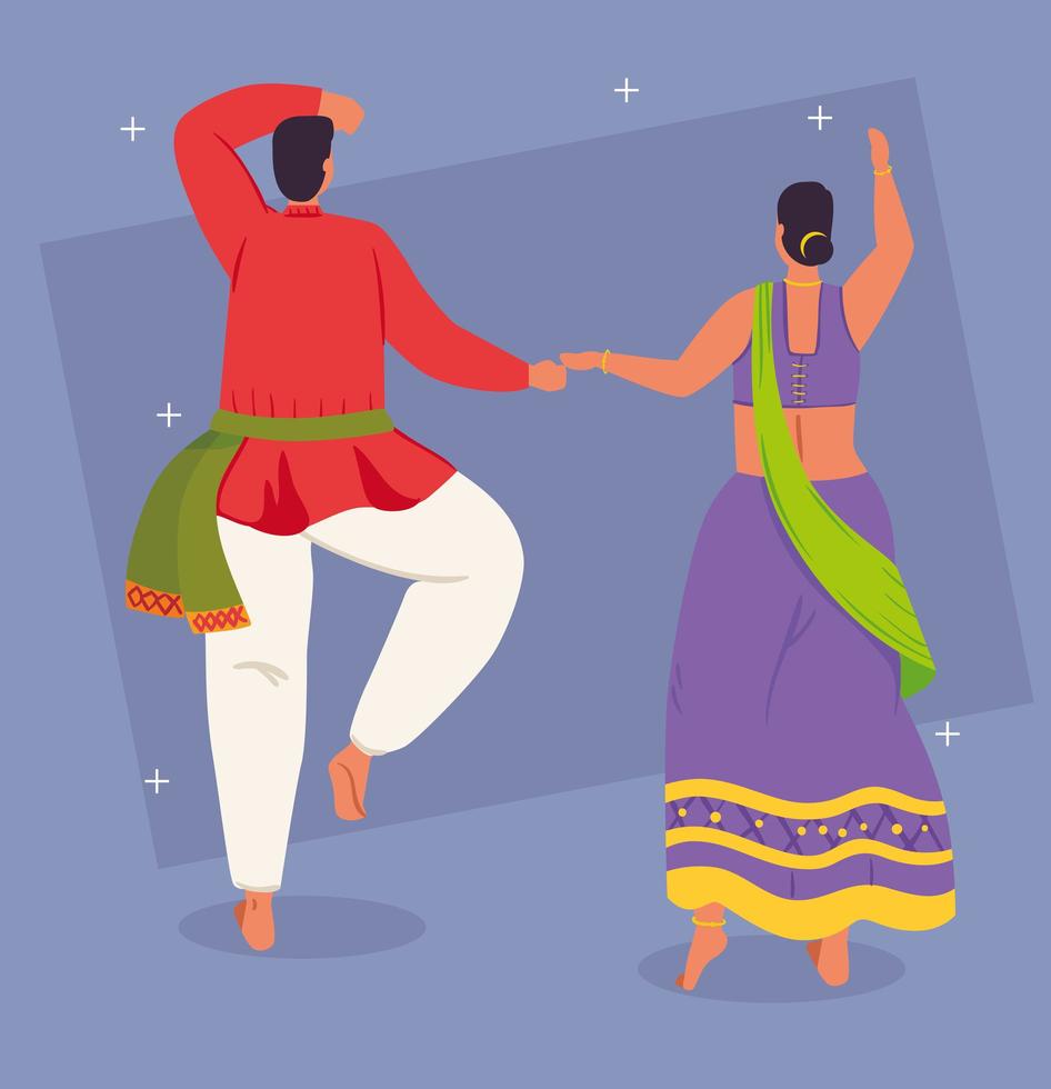 couple with traditional clothes dancing vector