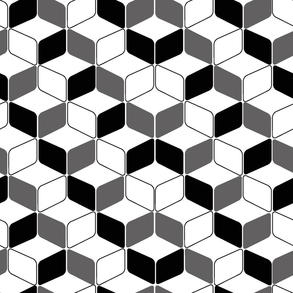 Geometric Rounded rectangle monochrome vector seamless pattern for prints and web.