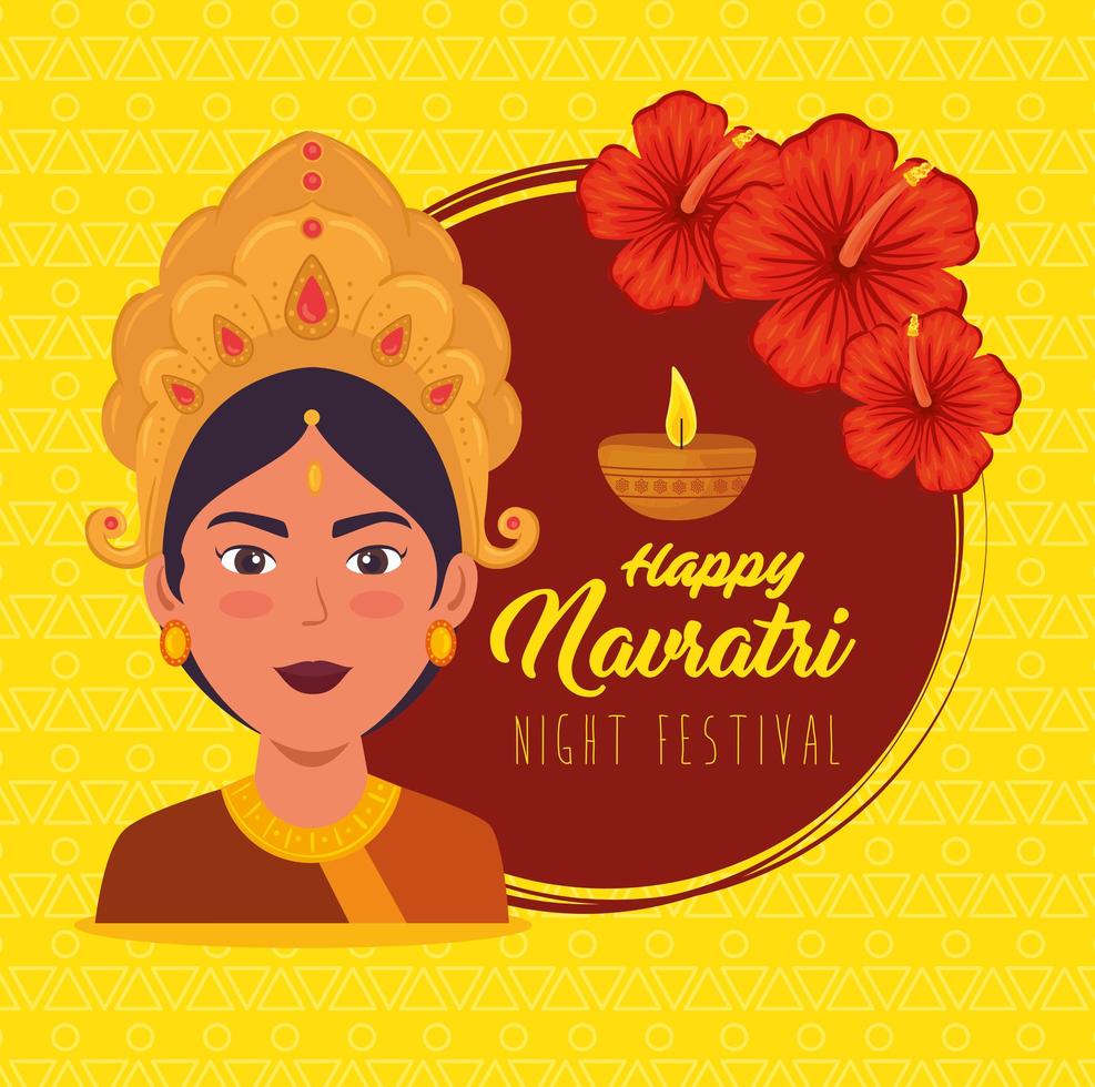 Happy Navratri celebration poster with Durga vector