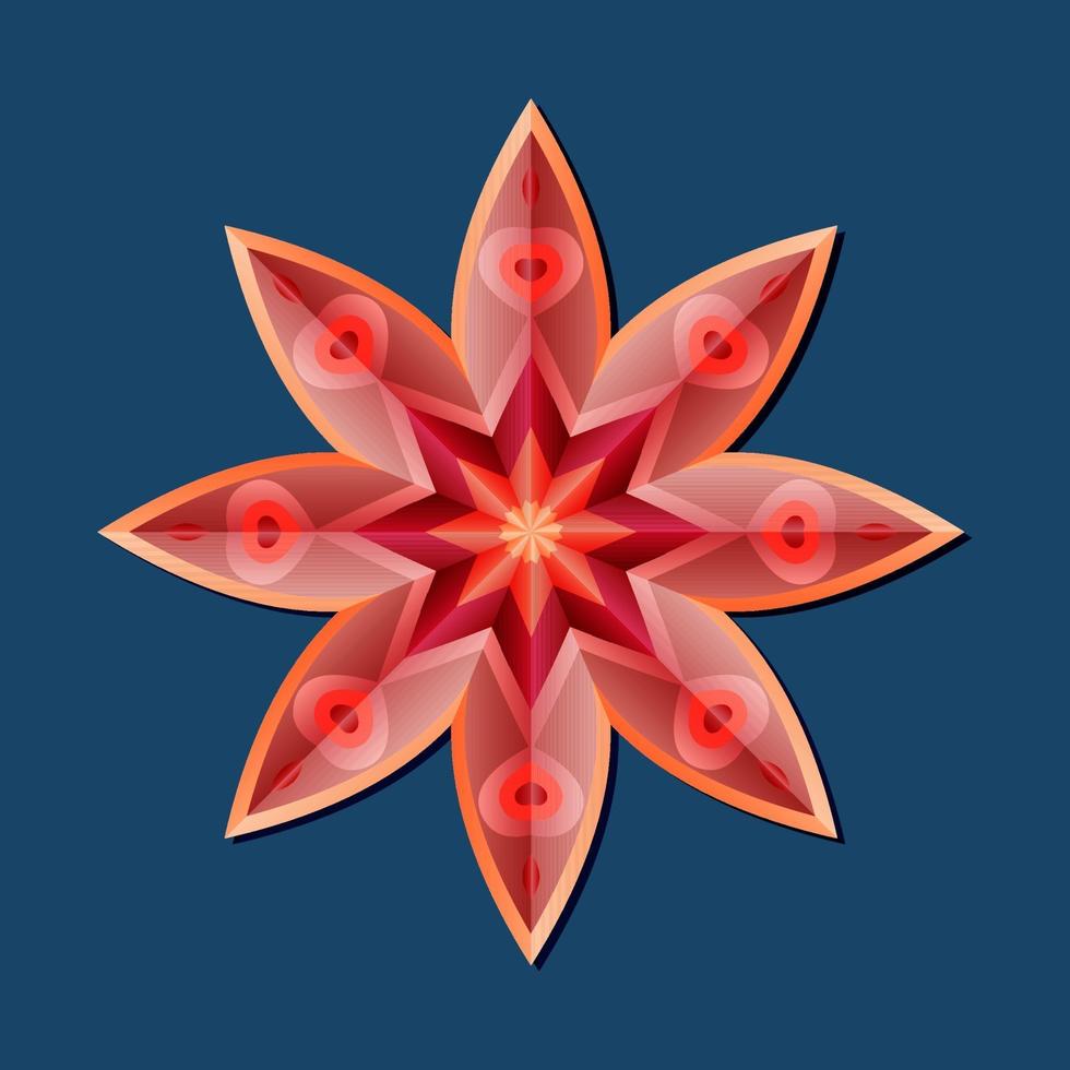 This is a polygonal pattern. This is a red geometric mandala. Asian floral pattern. vector