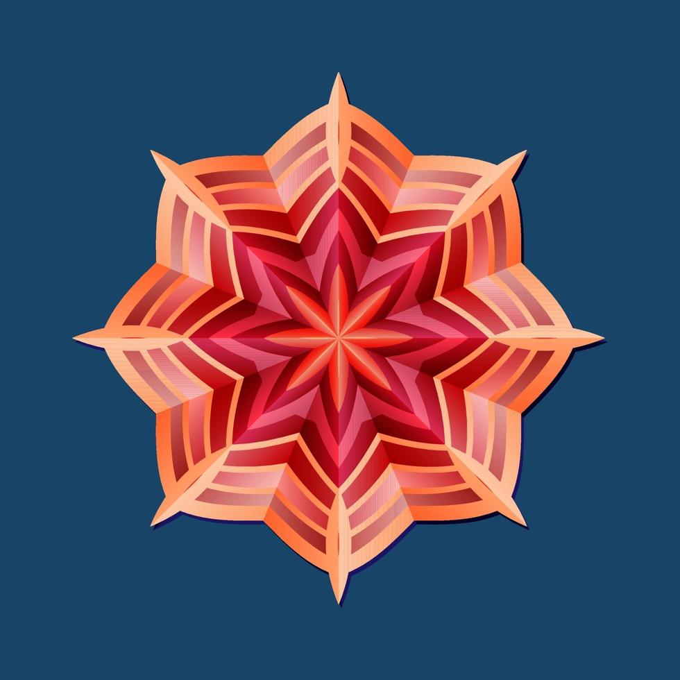 este es un patrón poligonal. este es un mandala geométrico rojo. patrón floral asiático. vector