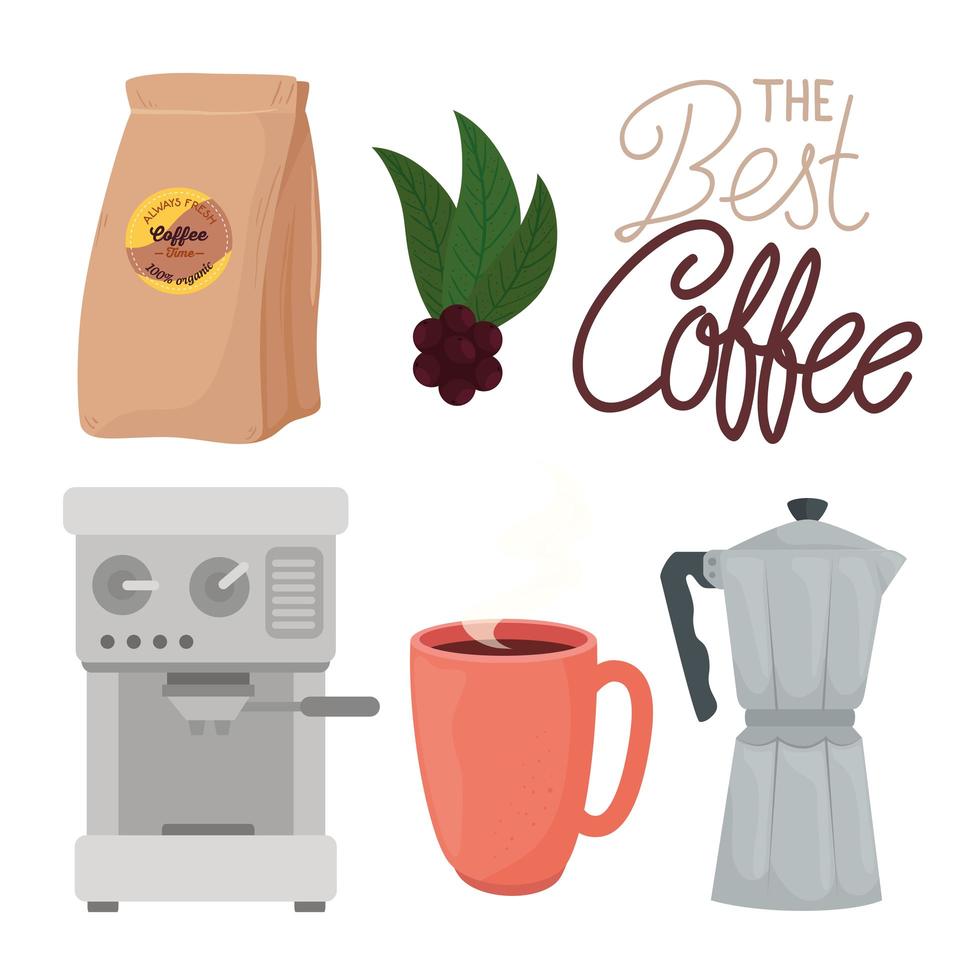 coffee drink icon set vector