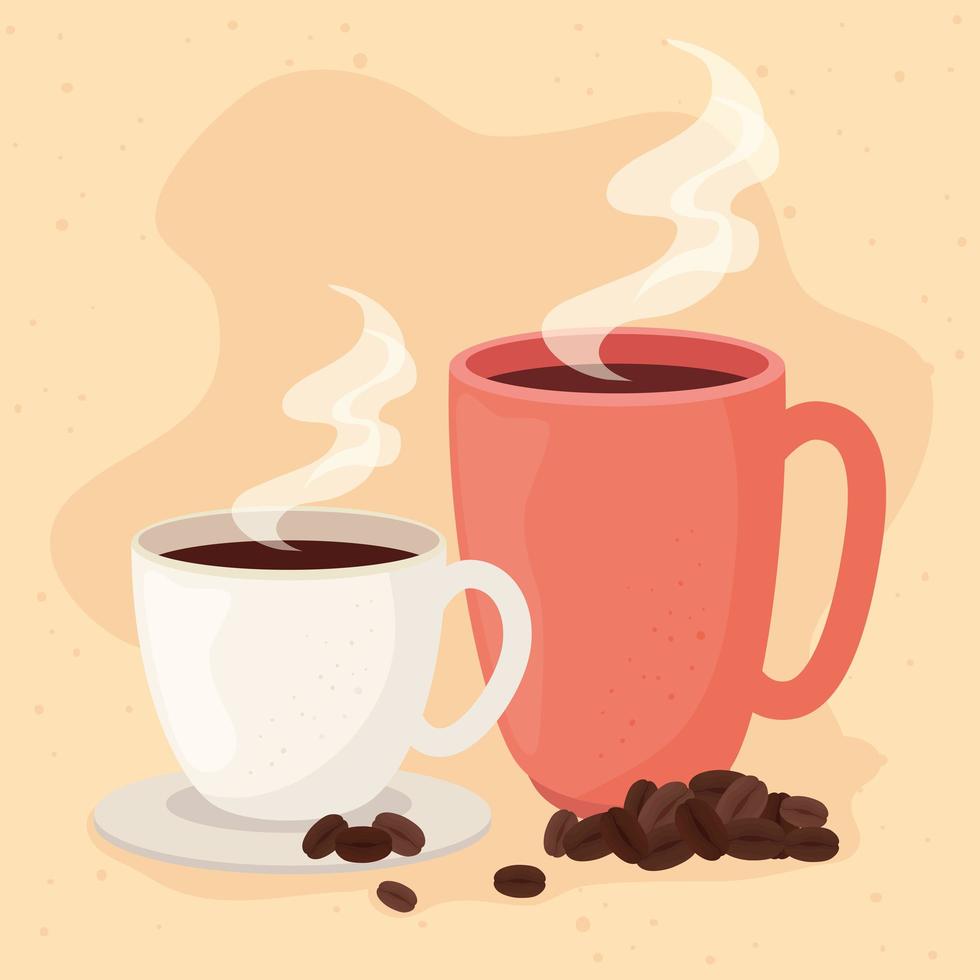 Cute hot coffee cups vector