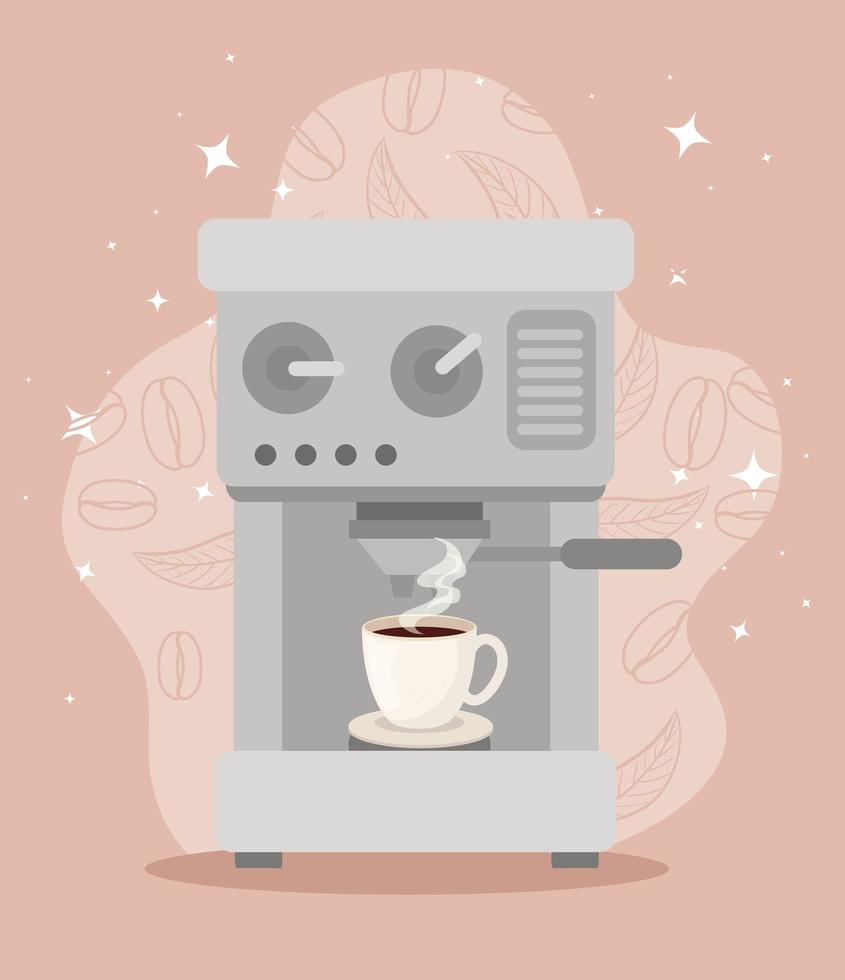 poster with coffee maker icon vector