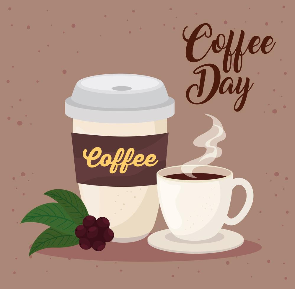 International coffee day poster with coffee cups vector