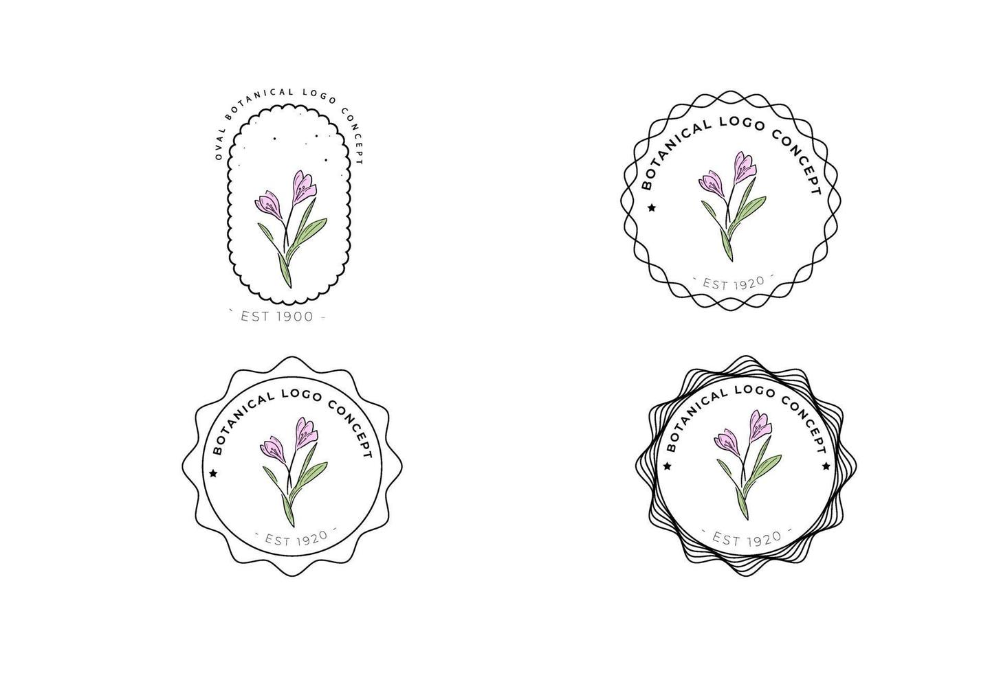 Minimal feminine modern botanical floral organic abstract logo design vector