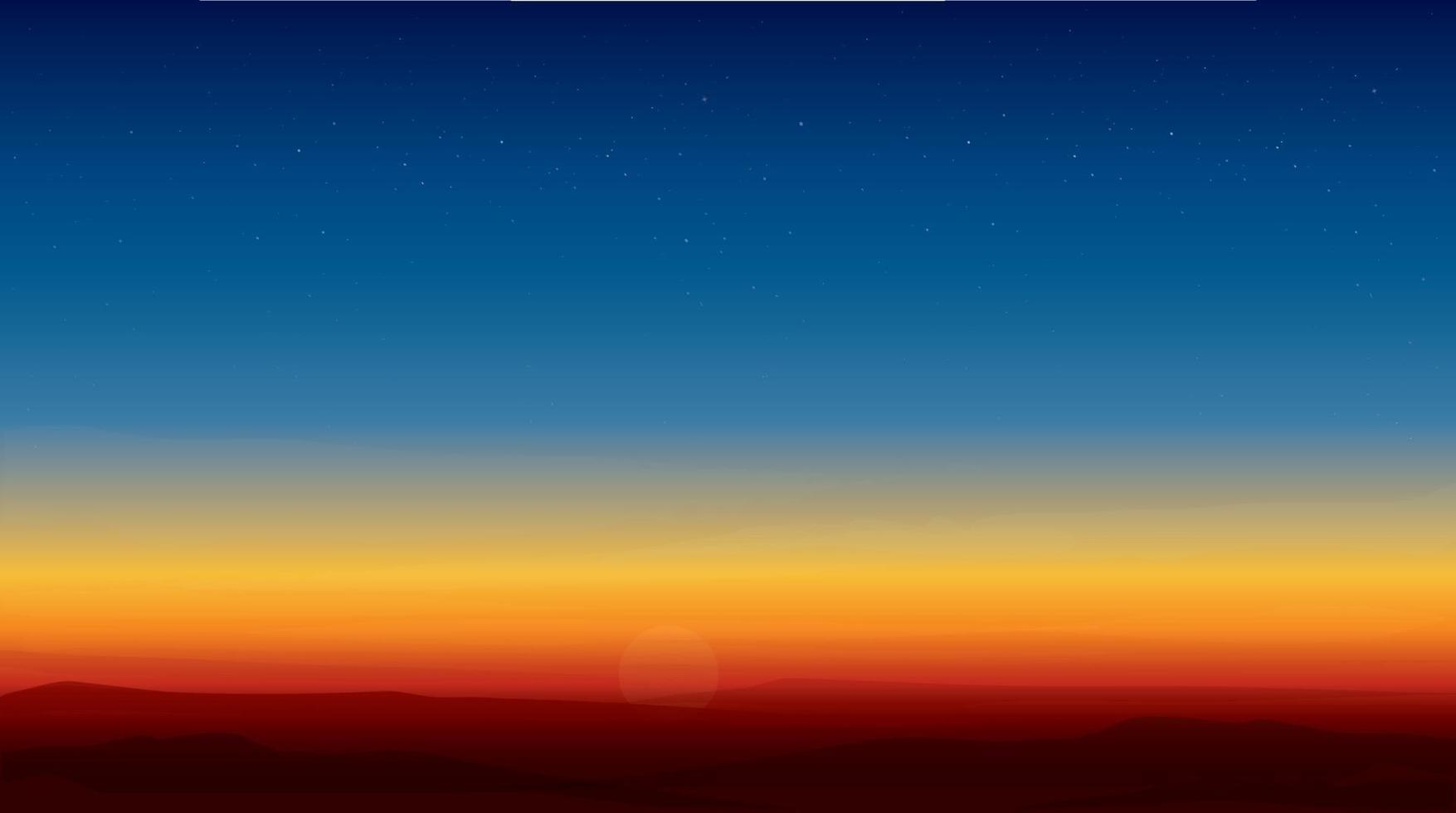 Ilustración de vector de fondo de paisaje de montaña puesta de sol