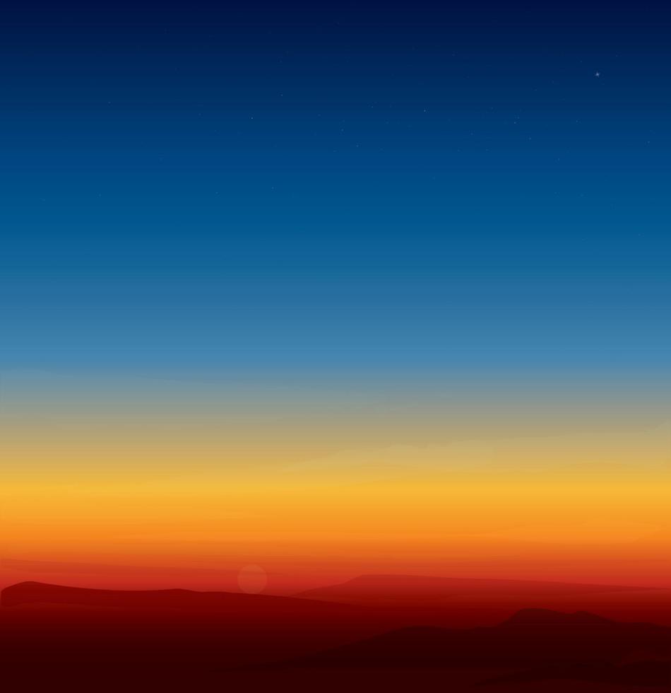 sunset mountain landscape background vector illustration