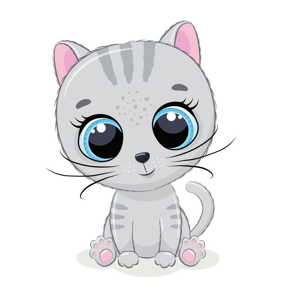 Cute baby cat. Vector illustration