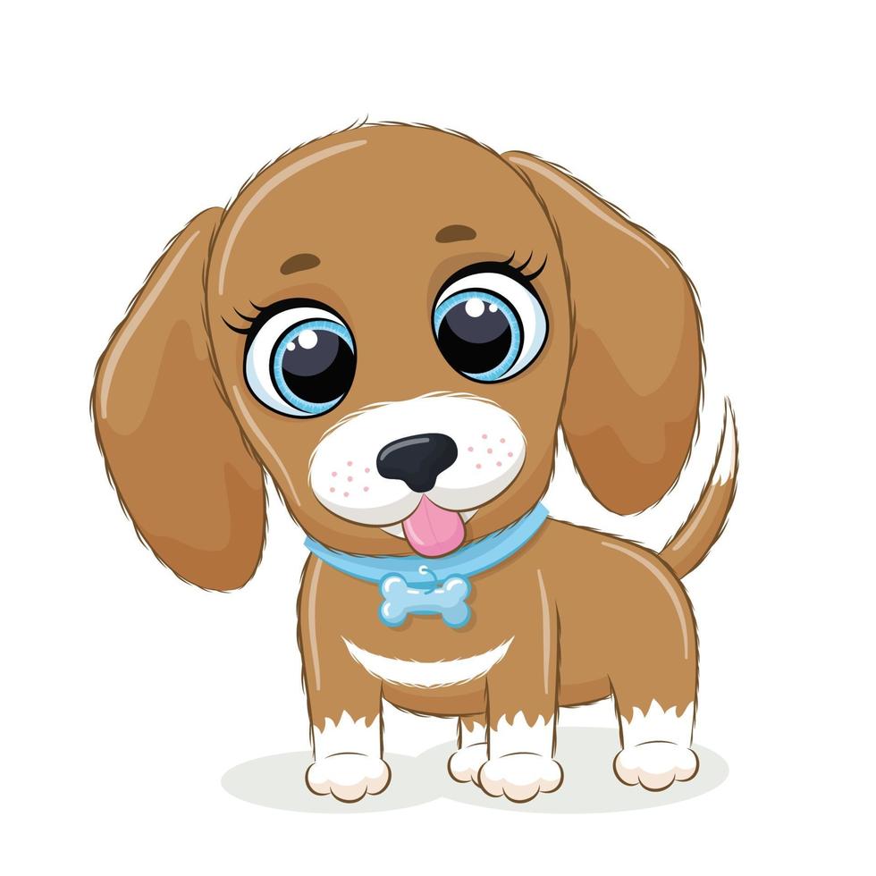 Animal illustration with cute little dog. vector