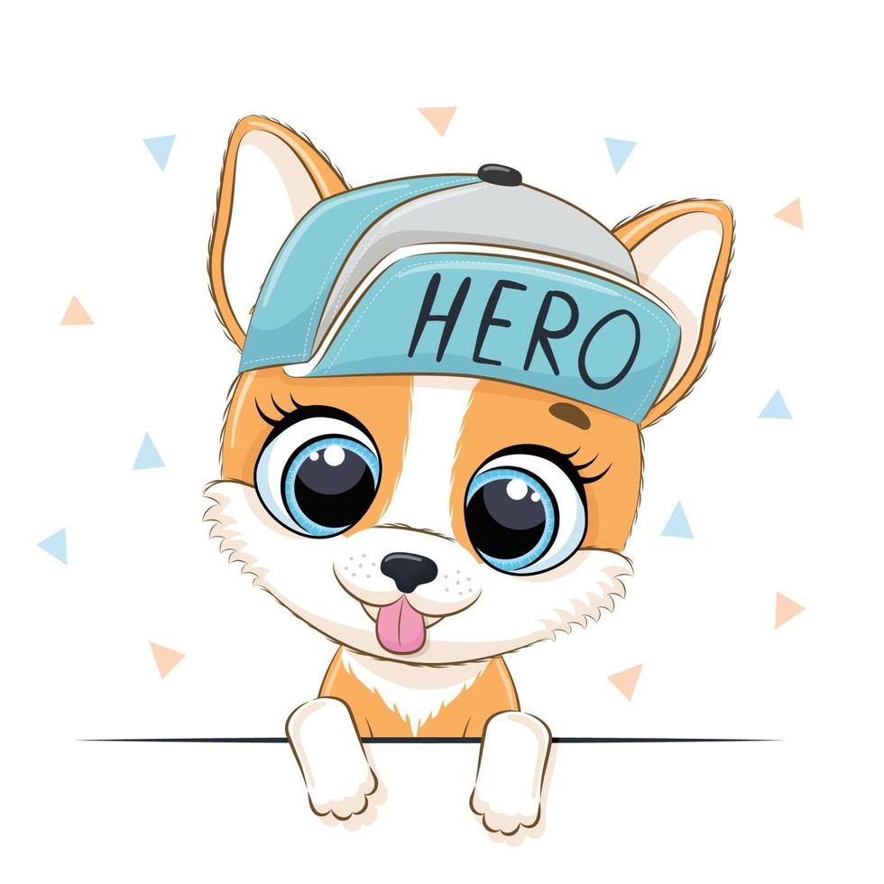 Animal illustration with cute boy dog in cap. vector