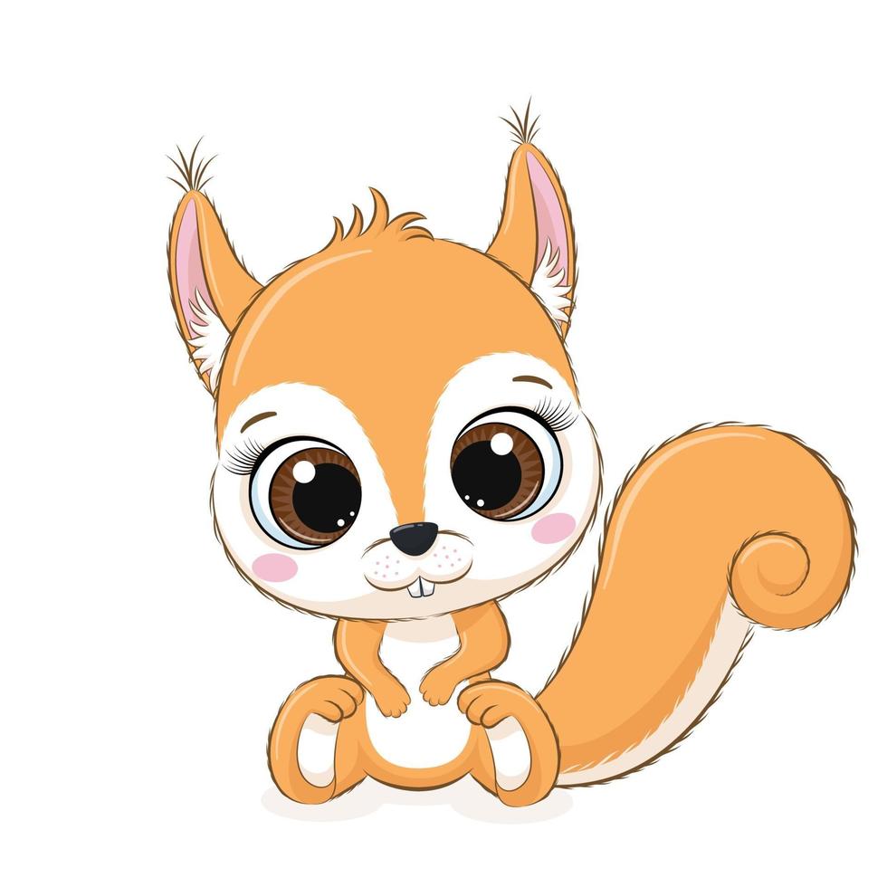 Cute Baby Squirrel Vector Illustration Vector Art At Vecteezy