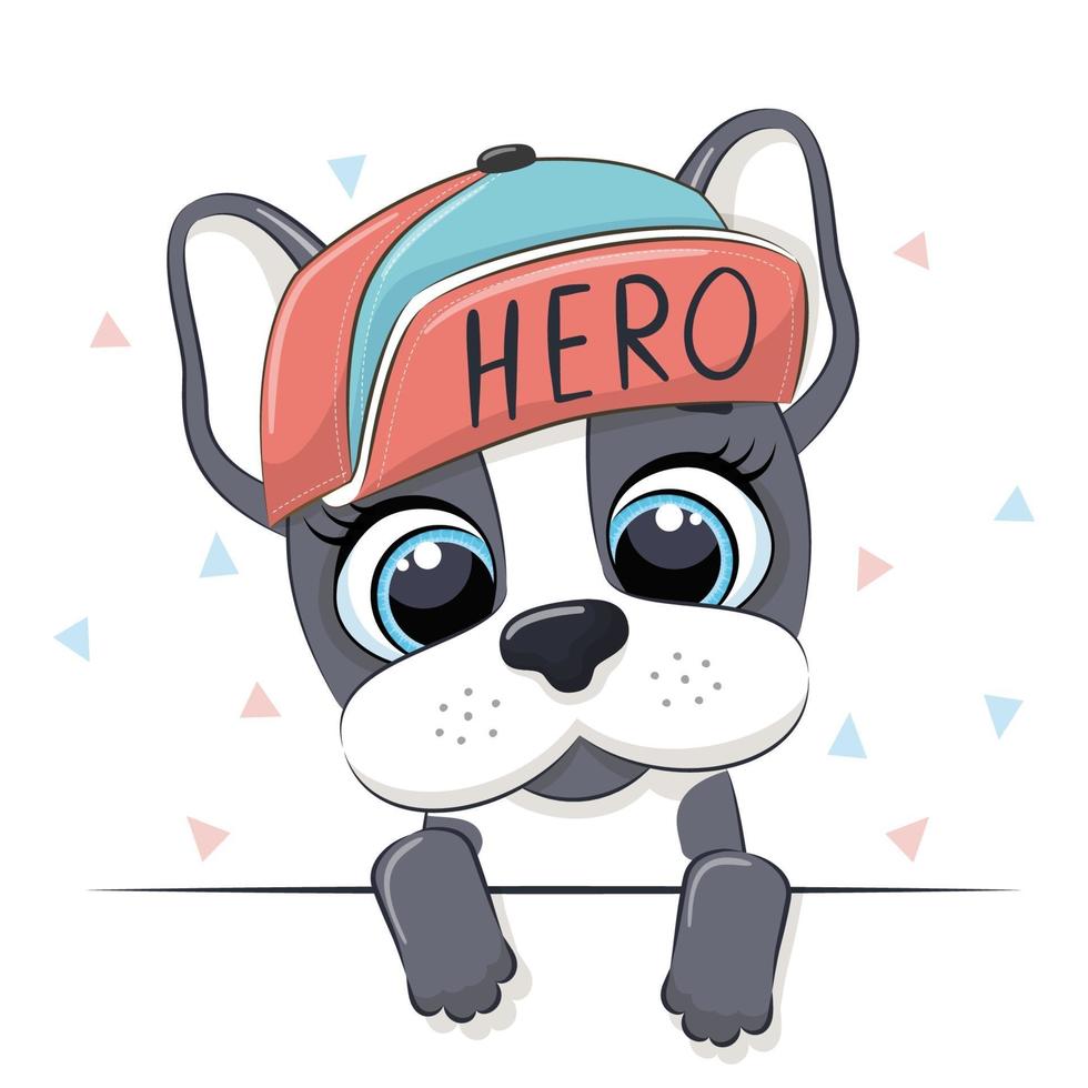 Animal illustration with cute boy dog in cap. vector