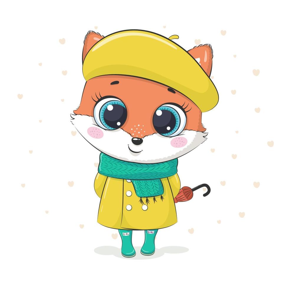 Illustration of fox in a coat and scarf vector