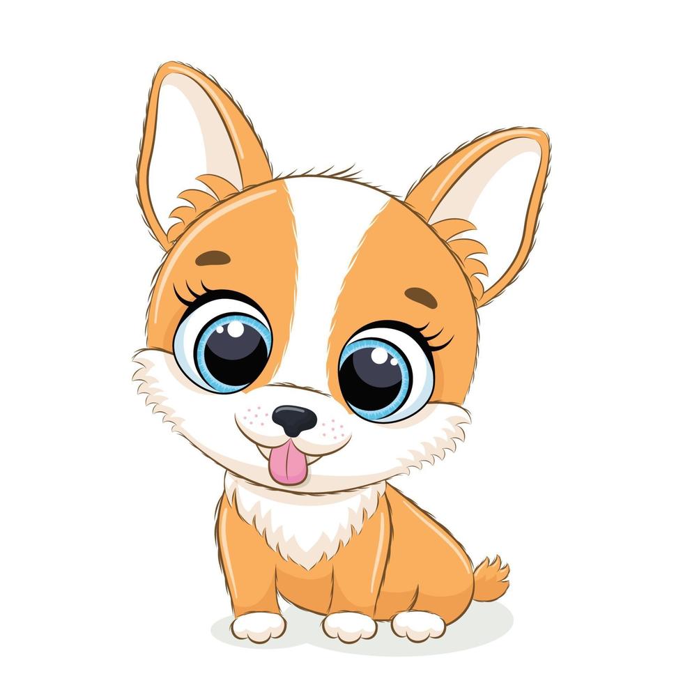 Animal illustration with cute little dog. vector