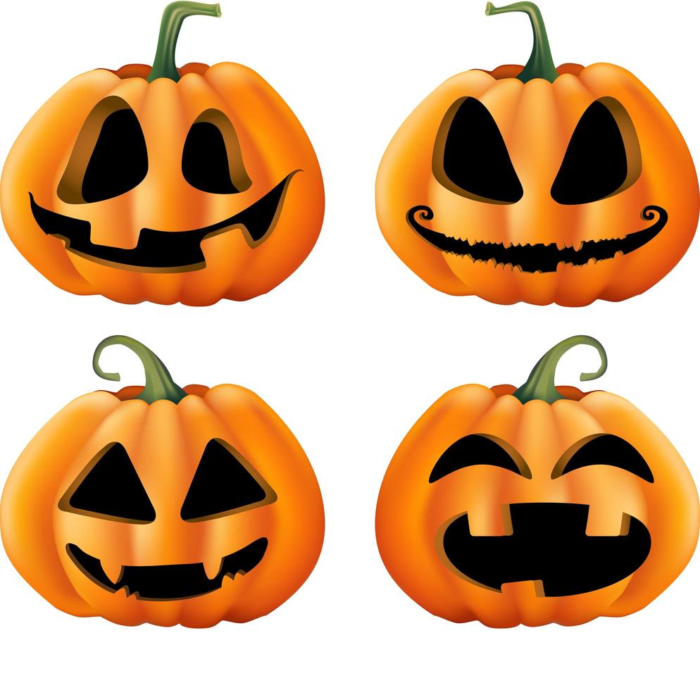 calabaza de halloween con muchos fondos blancos vector