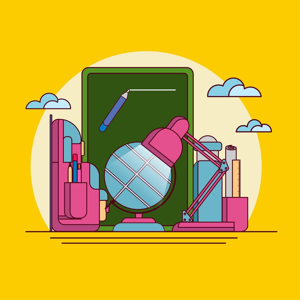 Back to School Flat Line Vector Illustration